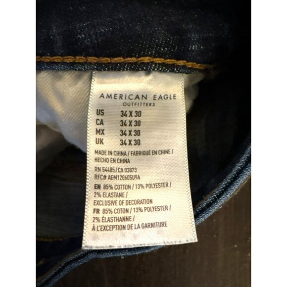 American Eagle Men's Next Level Stretch Slim Straight Jeans Size 34/30 - Picture 4 of 9